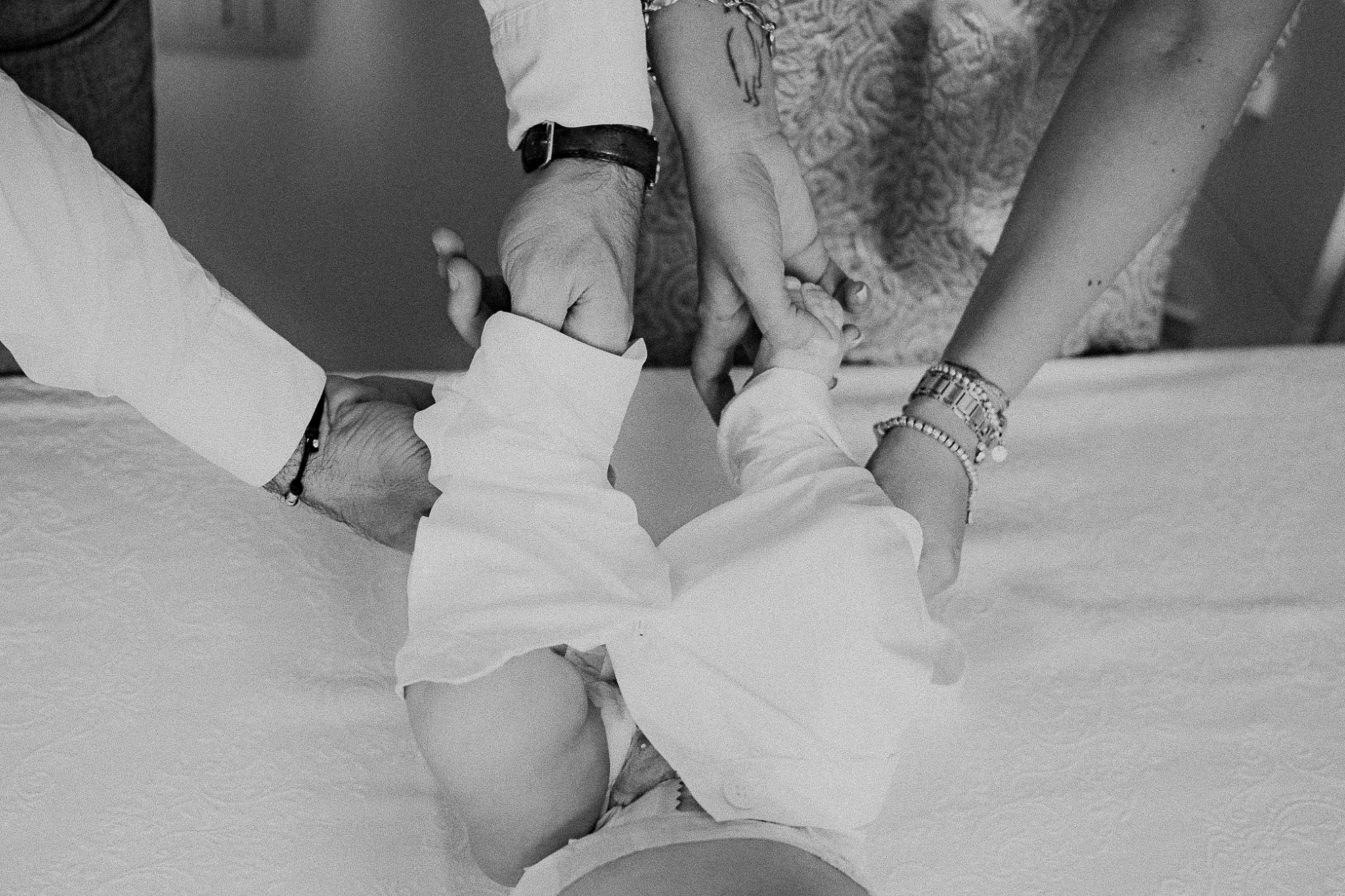 I preparativi del bambino in bianco e nero