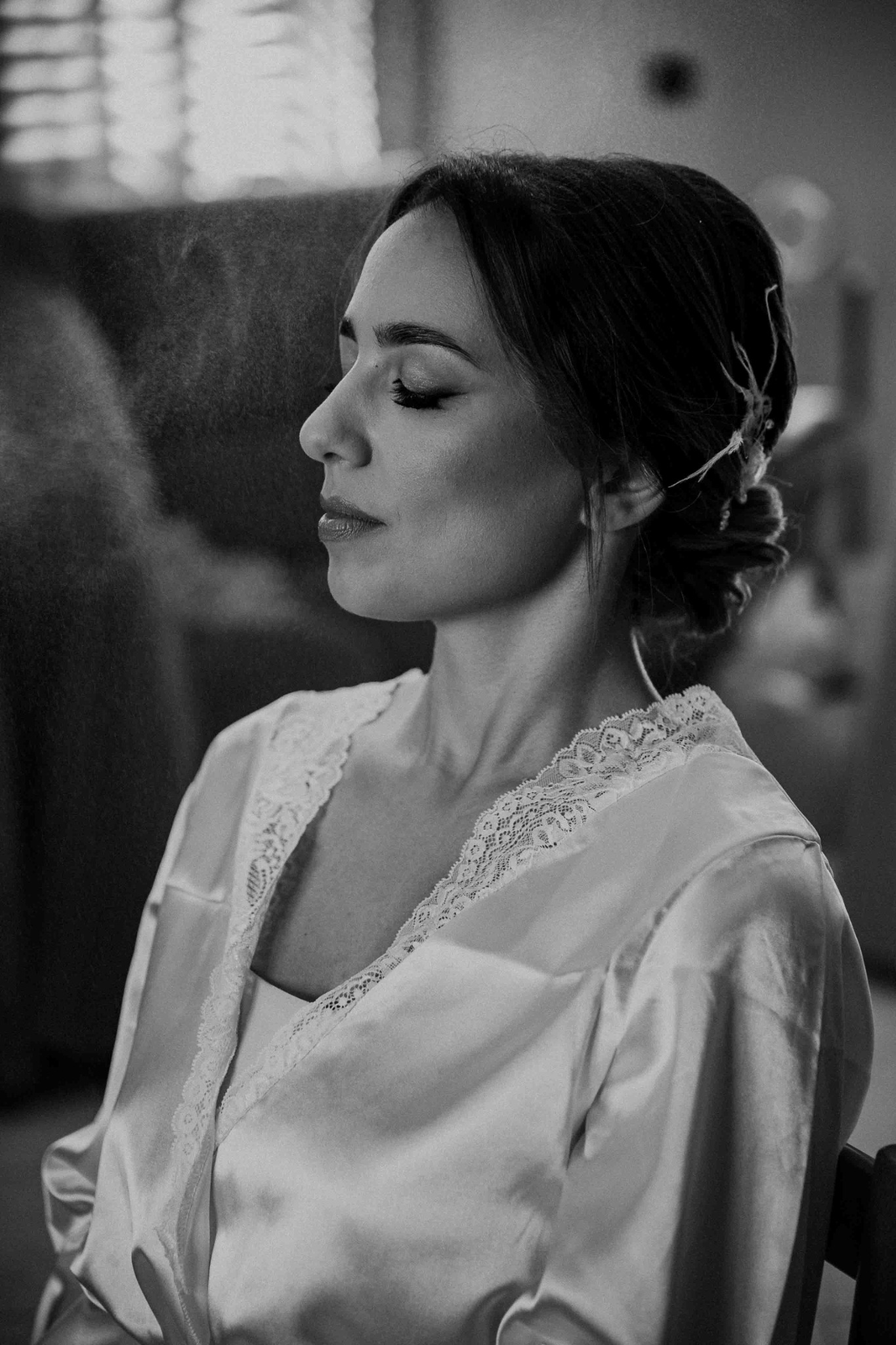 Ritratto della sposa in bianco e nero